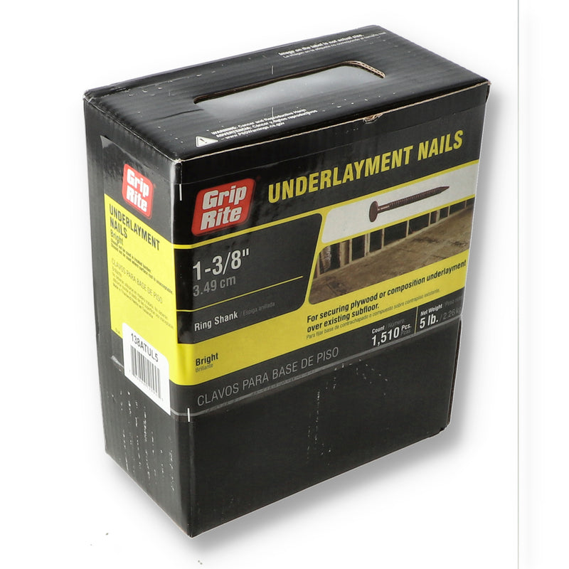 GRIP-RITE 5LB UNDERLAYMENT NAILS 1 3/8'' RING SHANK BRIGHT