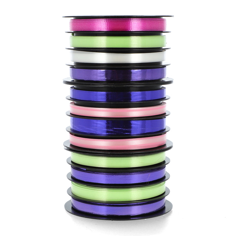 4 ROLL 1/4''x20' RIBBONS (80' TOTAL) ASSORTED COLORS USA MADE