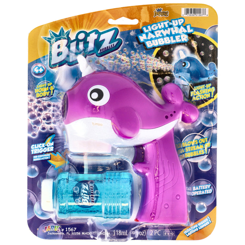 BLITZ LIGHT UP NARWHAL BUBBLER & BUBBLES