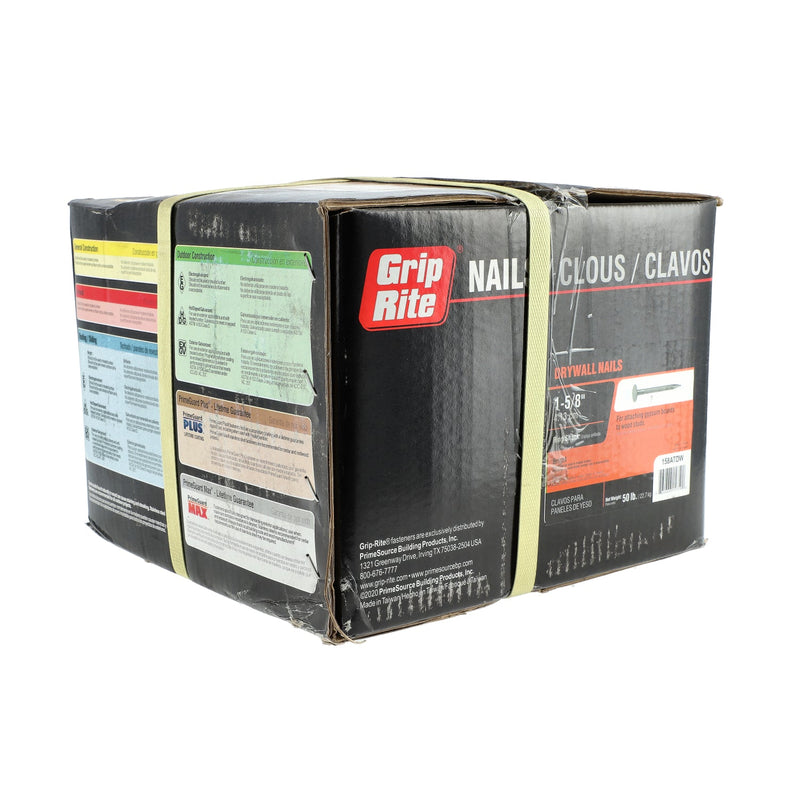 GRIP-RITE 50LB DRYWALL NAILS 1 5/8'' 12.5GAUGE X 19/64
