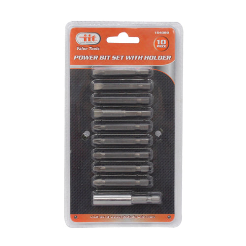 IIT 10pc 2'' POWER BIT SET w/MAGNETIC BIT HOLDER