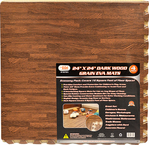 16721-IIT 4pc 24x24'' DARK WOOD GRAIN MATS