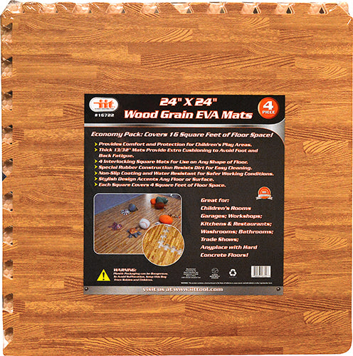 16722-IIT 4pc 24x24'' WOOD GRAIN EVA MATS