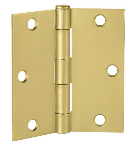 CROWN 3.5'' BRASS SQUARE RADIUS SQUEAK FREE DOOR HINGE & SCREWS