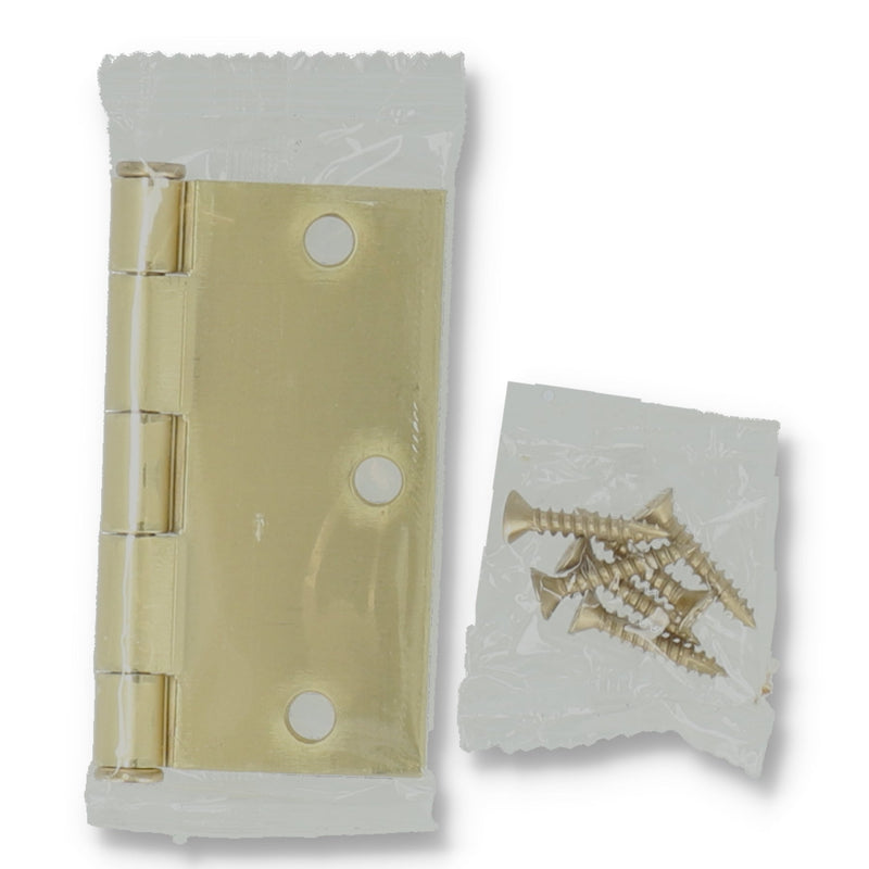 CROWN 3.5'' BRASS SQUARE RADIUS SQUEAK FREE DOOR HINGE & SCREWS