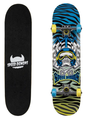 SPEED DEMONS 30'' HELMETED SKULL SKATEBOARD
