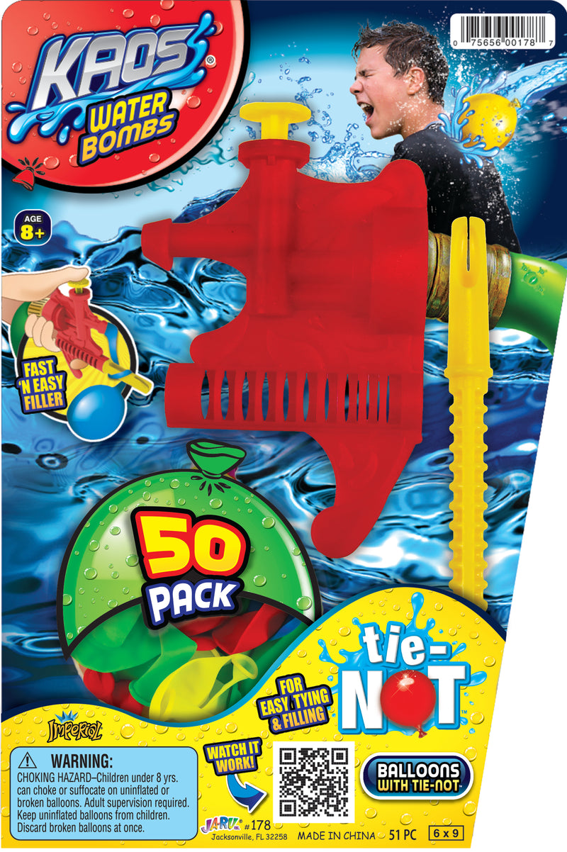 WATER BALLOON TIE NOT NOZZLE & 50 WATER BOMBS