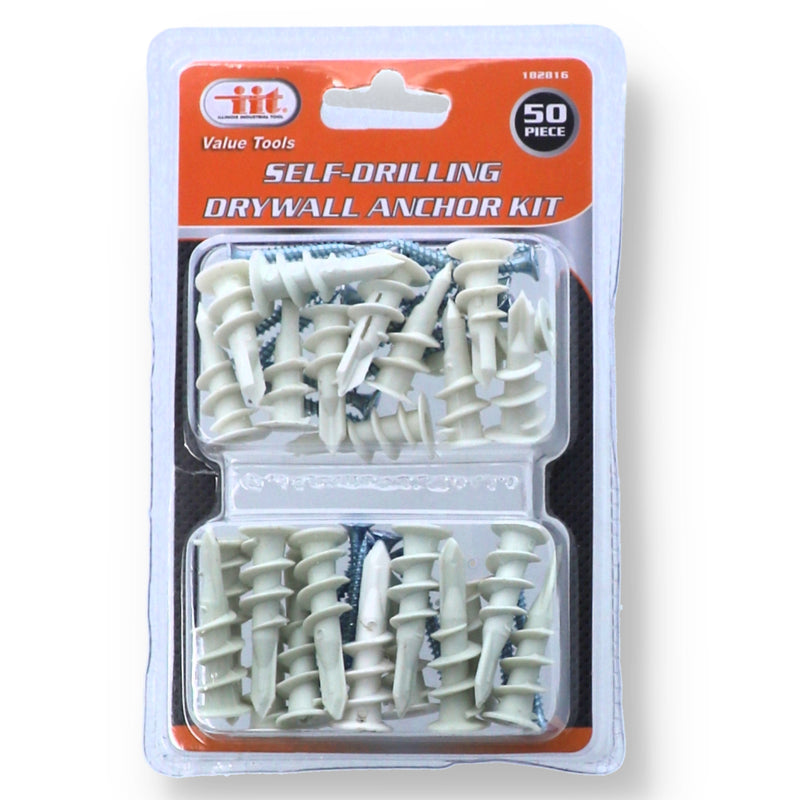 IIT 50pc SELF-DRILLING DRYWALL ANCHOR KIT