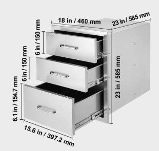 VEVOR 18 X 23 X 23'' OUTDOOR KITCHEN DRAWERS