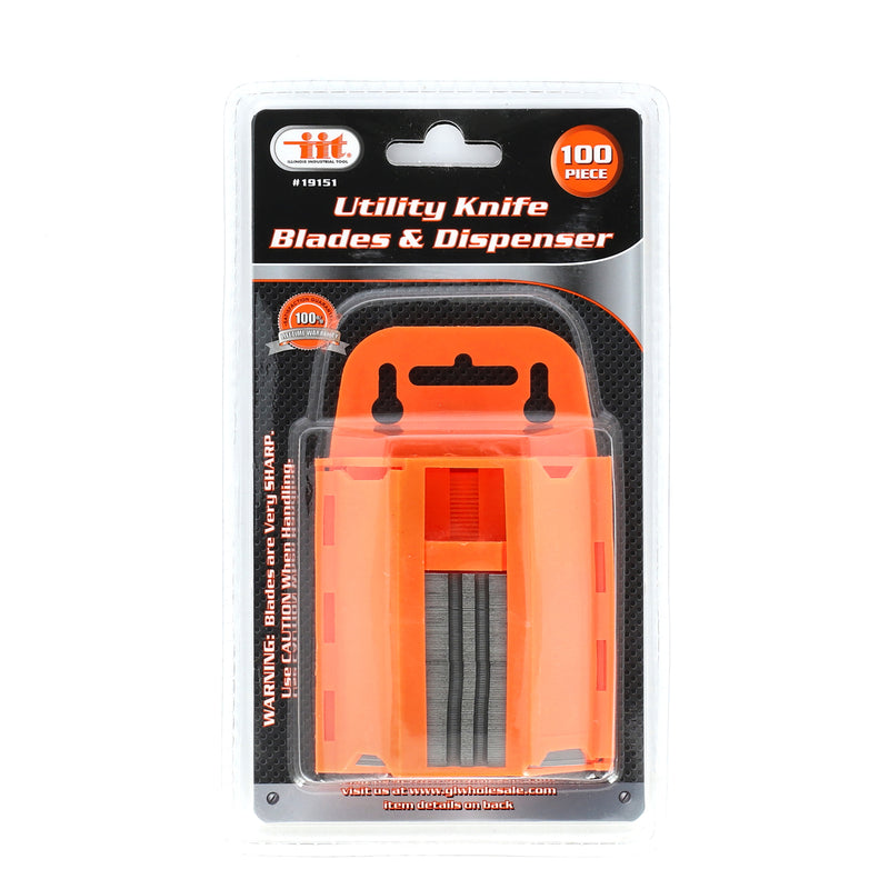 IIT 100pc UTILITY KNIFE BLADES & DISPENSER