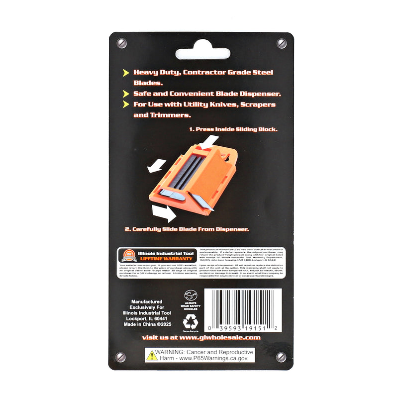 IIT 100pc UTILITY KNIFE BLADES & DISPENSER