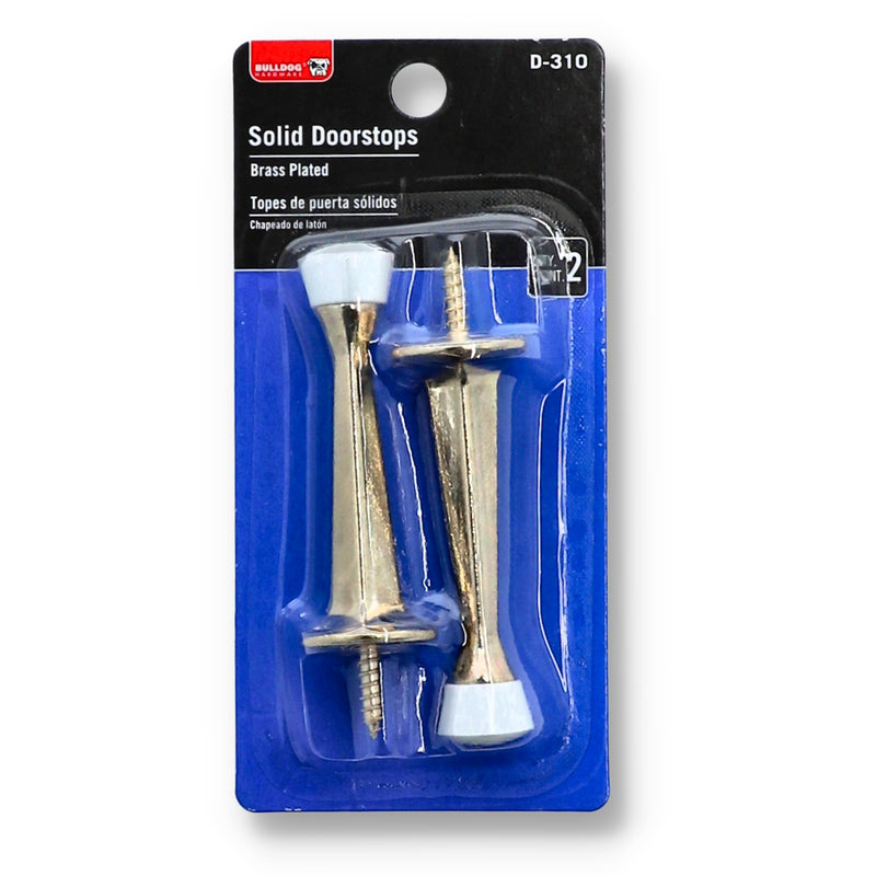 2PC SOLID DOORSTOPS BRASS PLATED