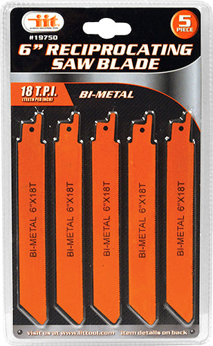 IIT 5pc 6'' BI METAL RECIP BLADE 18T
