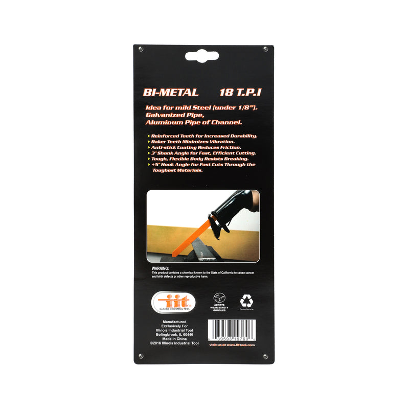 IIT 5PC 9'' BI-METAL RECIP BLADE 18T