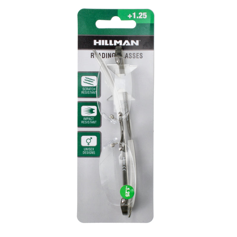 HILLMAN IMPACT RESIST READING GLASSES 1.25x