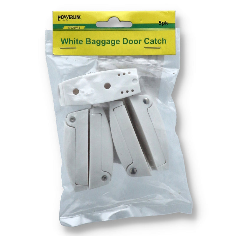 5PC WHITE RV BAGGAGE DOOR CATCH