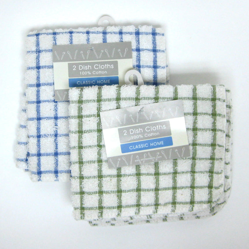 2pk DISH CLOTH CHECKED 12x12'' ASST
