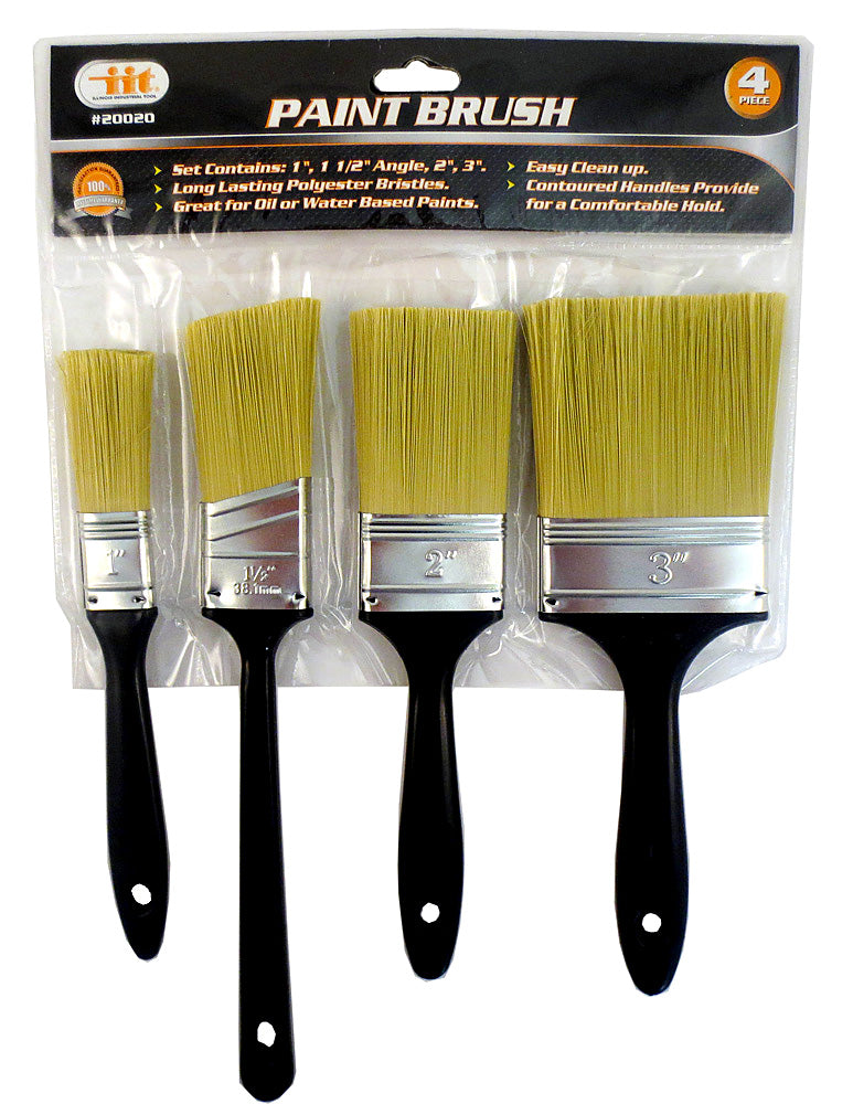 IIT 4pc PAINT BRUSH PLASTIC HANDLES