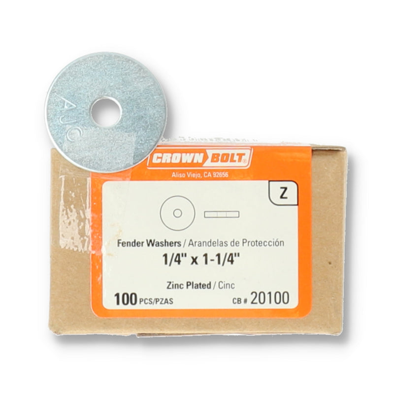 EVERBILT 100CT FENDER WASHER 1/4x1-1/4'' ZINC-PLATED