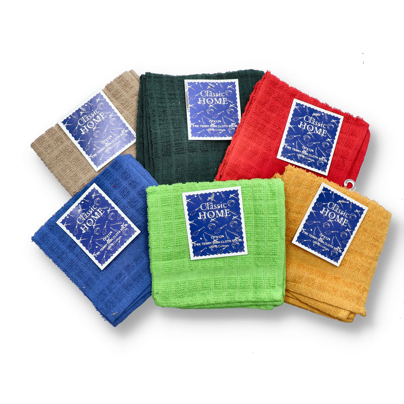 2pk DISH CLOTH SOLID COLORS ASSORTED 12x12''