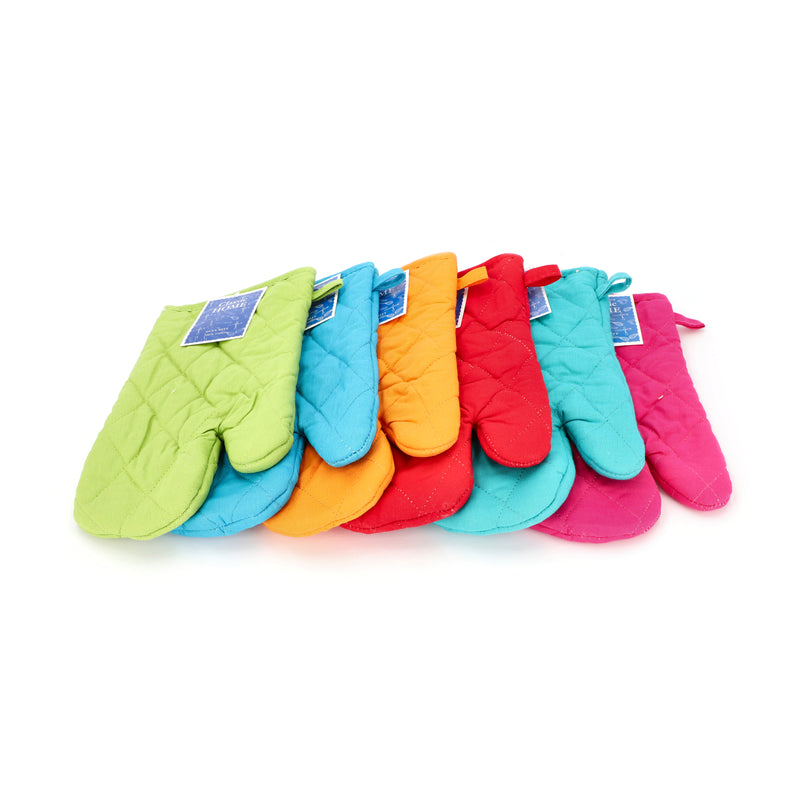 2pk BRIGHT SOLID WOVEN OVEN MITT ASSORTED COLORS