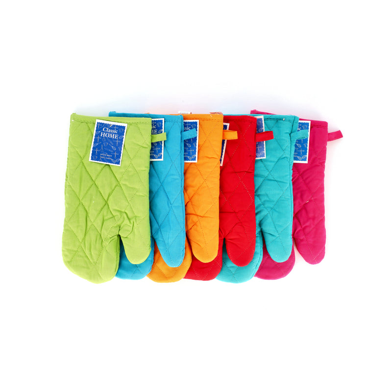 2pk BRIGHT SOLID WOVEN OVEN MITT ASSORTED COLORS