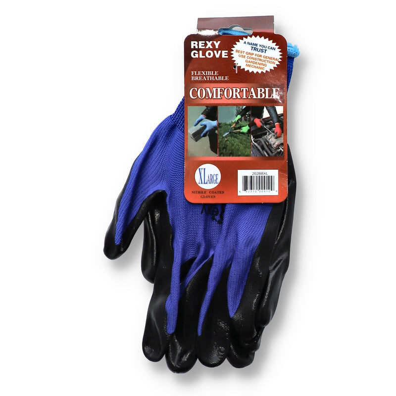 BLUE NITRILE COATED POLY WORK GLOVE - X-LARGE