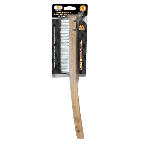 IIT 3x19 LONG HANDLE WIRE BRUSH w/SCRAPER