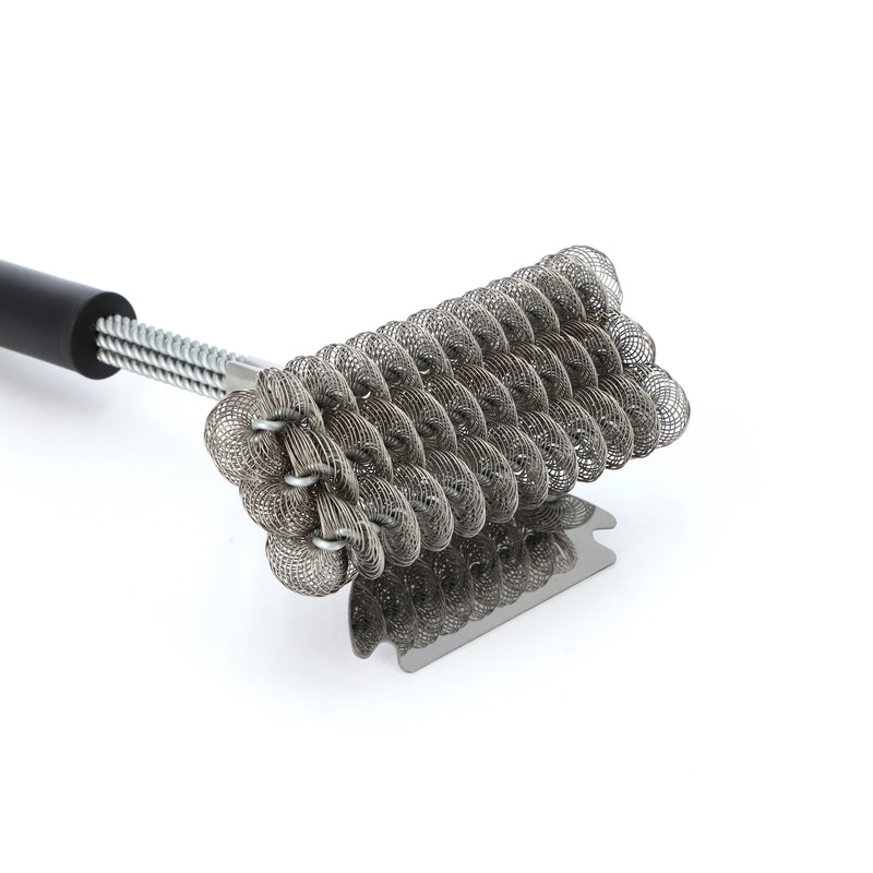 IIT 3 HEAD WIDE BBQ BRUSH WITH SCRAPER