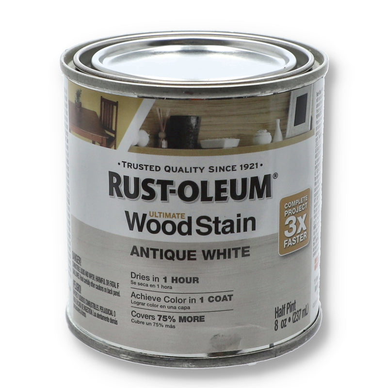RUSTOLEUM 8OZ ANTIQUE WHITE WOOD STAIN 3X FASTER DRIES IN 1 HOUR
