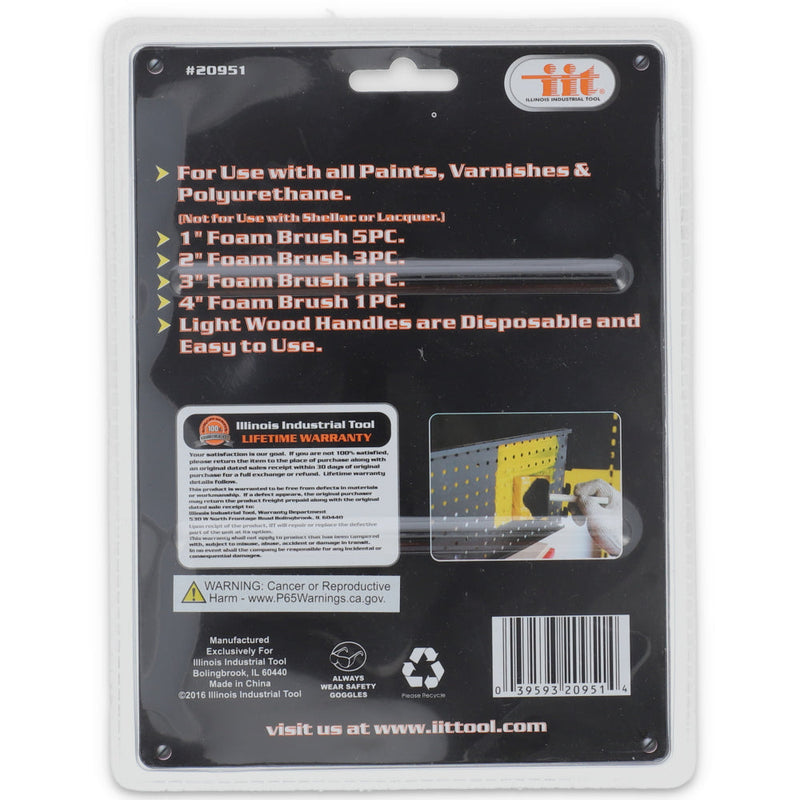 IIT 10pc FOAM BRUSH WOOD HANDLE