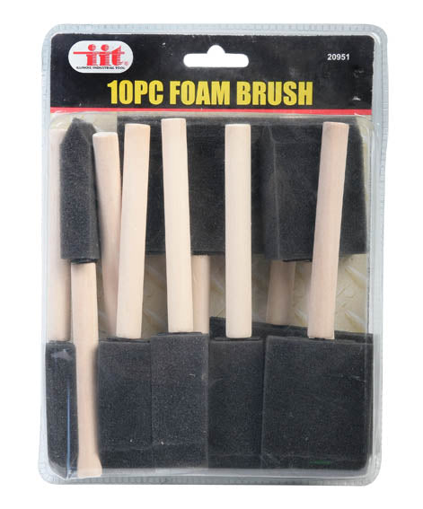 IIT 10pc FOAM BRUSH WOOD HANDLE