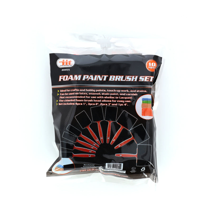 10pc FOAM BRUSH JUMBO PACK PLASTIC HANDLES