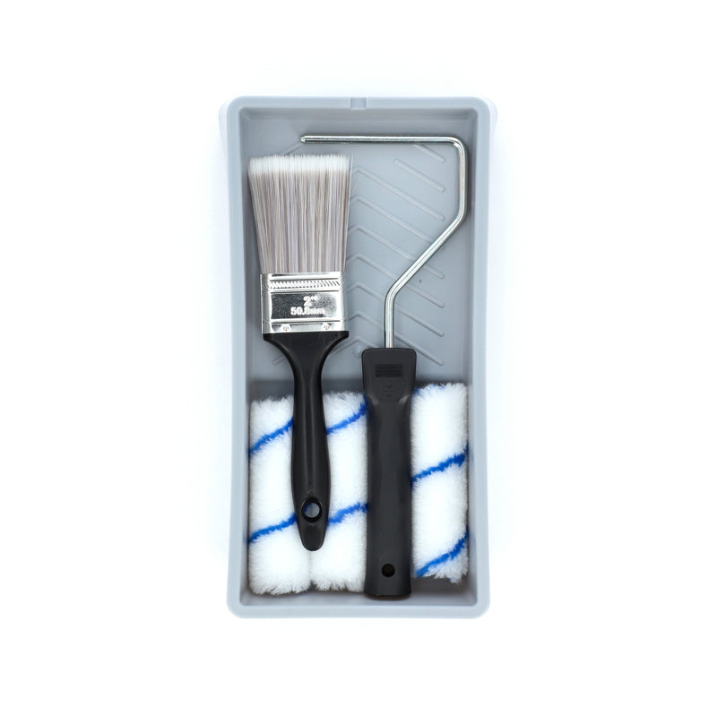 6PC 4'' PAINT TRAY & ROLLER SET 1/2'' NAP