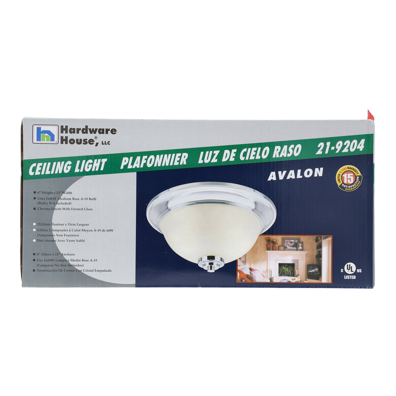 HH AVALON 2-BULB CEILING LIGHT CHROME FINISH 6x13''