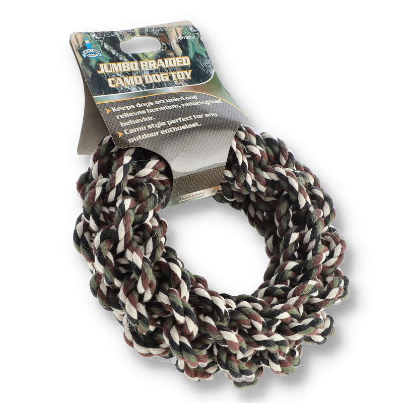 JUMBO BRAIDED CAMO DOG TOY