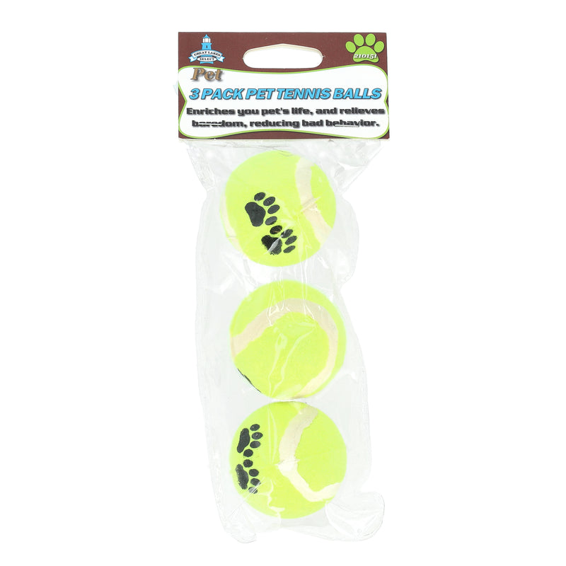 GLS 3PK 2'' MINI PET TENNIS BALLS PRINTED PAW