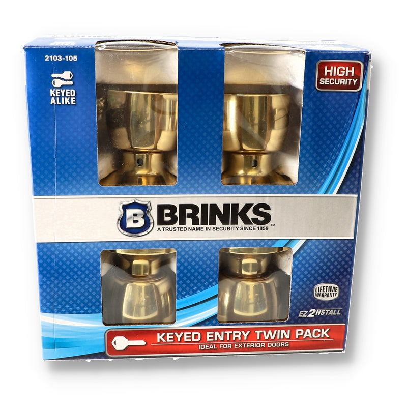 BRINKS 2PC BRASS ENTRY LOCKS KEYED ALIKE