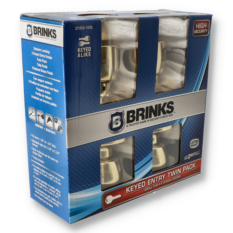 BRINKS 2PC BRASS ENTRY LOCKS KEYED ALIKE