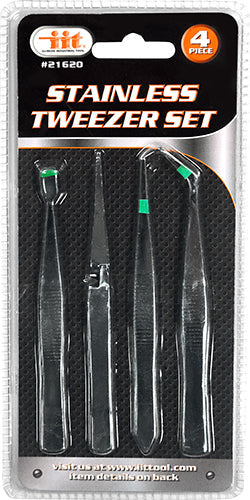 IIT 4pc STAINLESS TWEEZER SET
