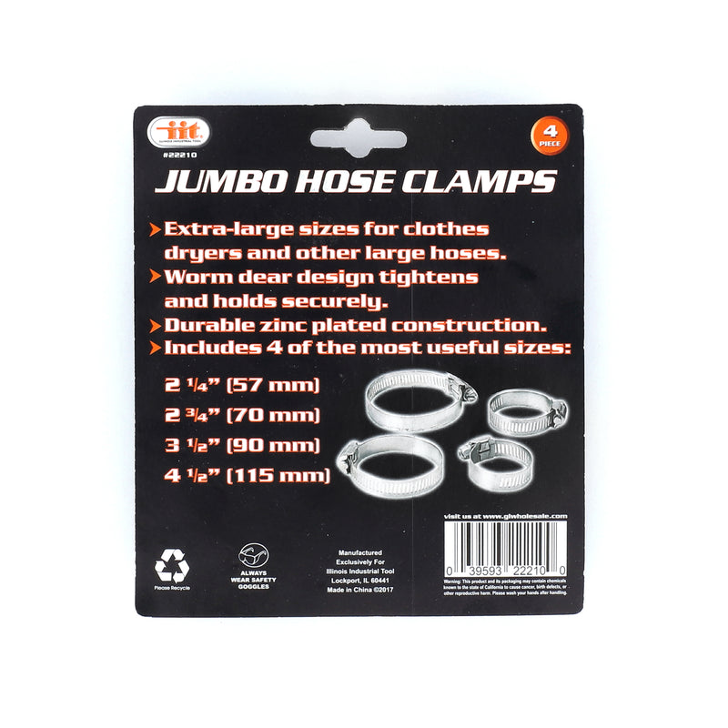 IIT 4pc JUMBO HOSE CLAMPS