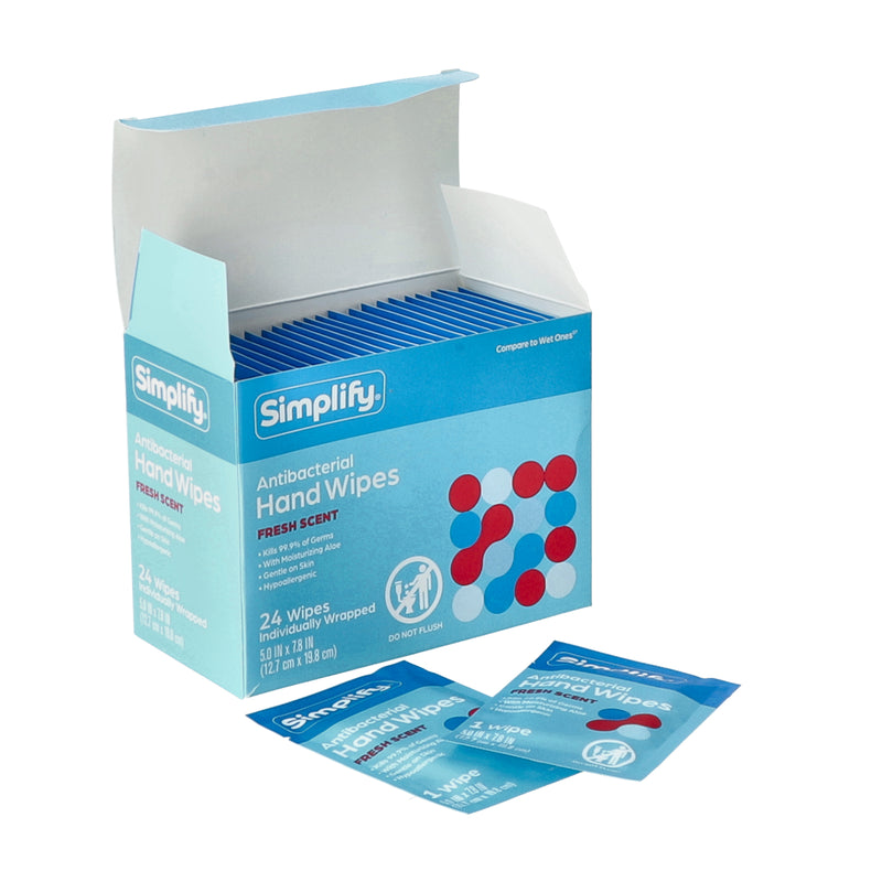 SIMPLIFY 24ct ANTIBACTERICAL HAND WIPES FOIL PACKET FRESH SCENT