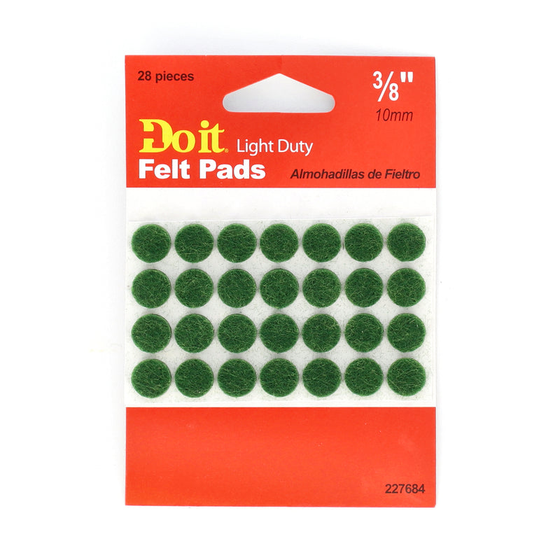 DO-IT 28CT 3/8'' FELT GREEN PADS SELF ADHESIVE