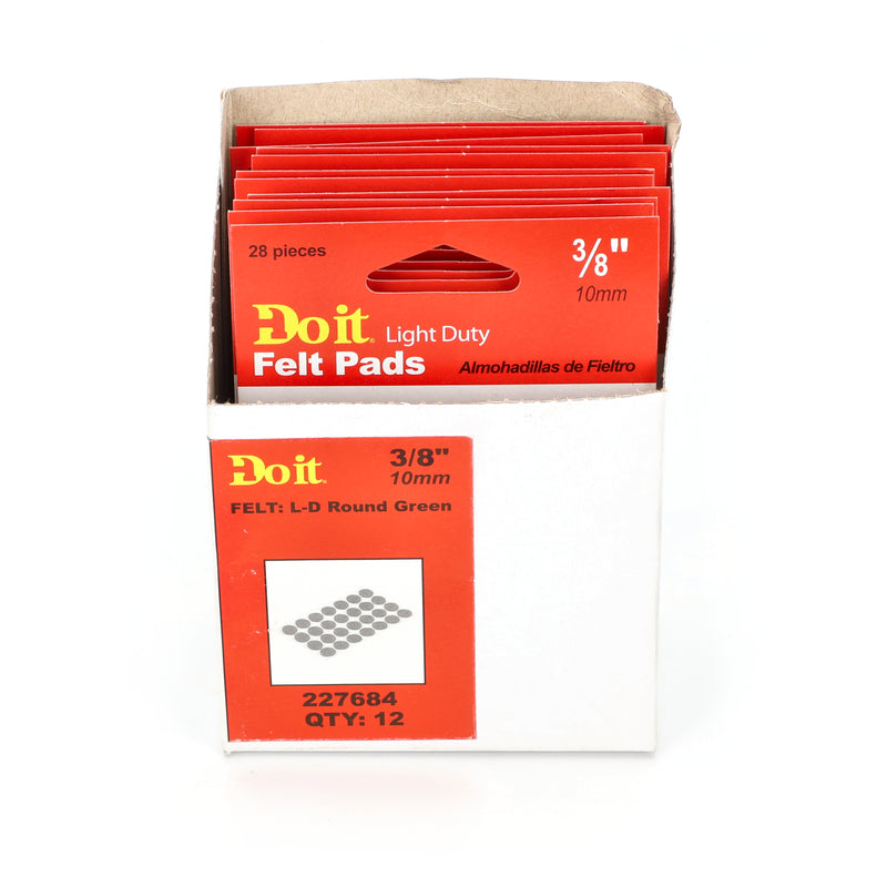 DO-IT 28CT 3/8'' FELT GREEN PADS SELF ADHESIVE