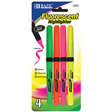PEN STYLE FLUORESCENT HIGHLIGHTERS w/GRIP 4 COLOR -NO ONLINE SALES