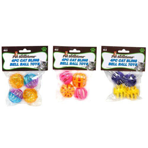 4pc CAT BLING BELL BALL TOYS