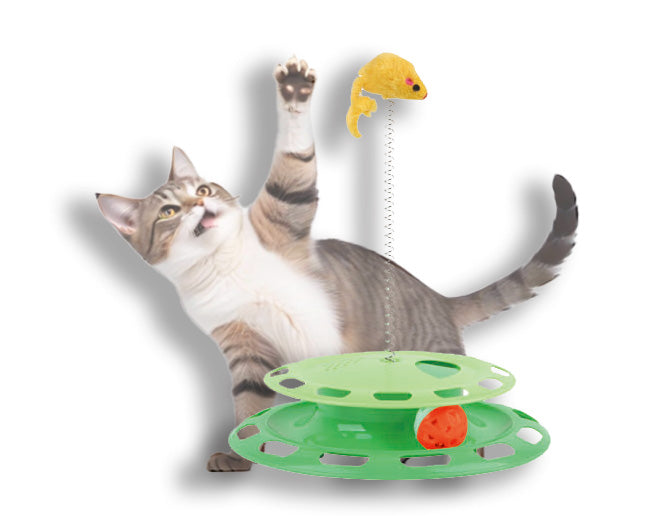 2 LAYER BALL TRACK CAT TOY WITH MOUSE