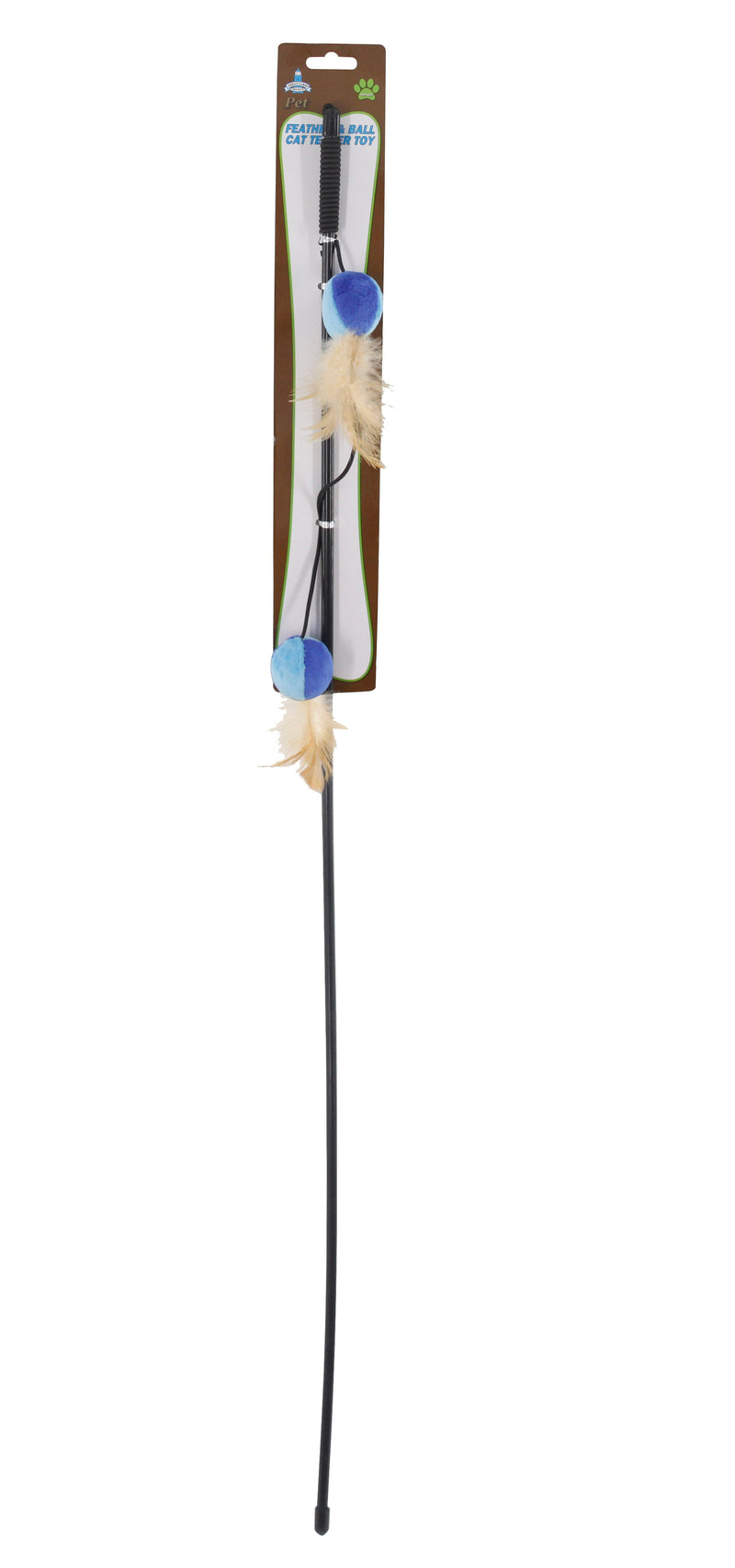 36'' CAT WAND FEATHER & BALL TEASER TOY
