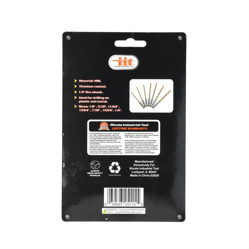 IIT 7pc HEX SHANK DRILL BITS