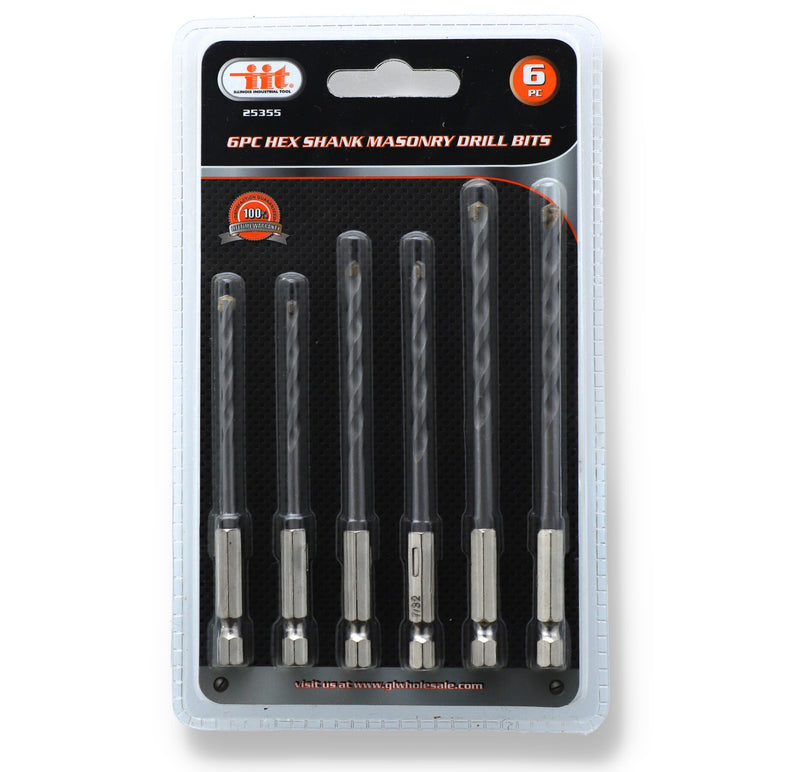 IIT 6pc HEX SHANK MASONRY DRILL BITS